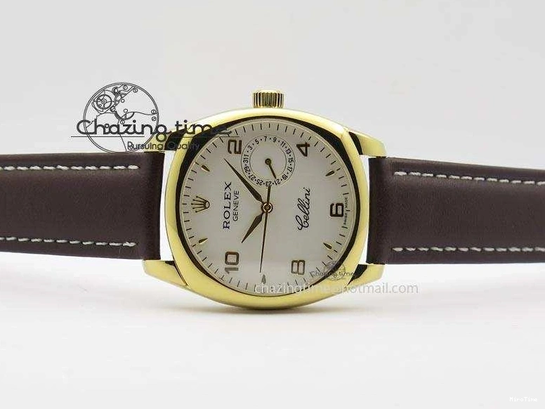 MiroTime 0419 Cellini Date YG White Numeral Dial On Brown Leather Strap A Affordable 3883